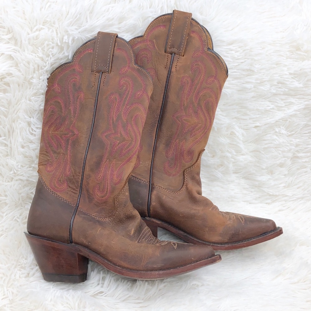 Justin Cognac Ponteggio brown cowboy boots sz 6
